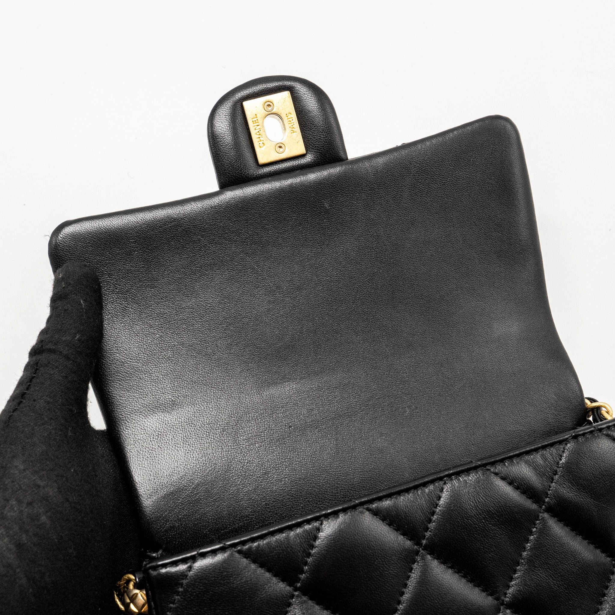 CHANEL MINI COCO CC LOGO QUILTED FLAP BAG LAMBSKIN BLACK GHW (MICROCHIP)