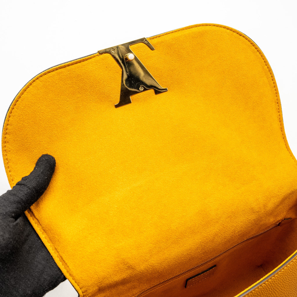 LOUIS VUITTON TOP HANDLE FLAP BAG CALFSKIN YELLOW GHW
