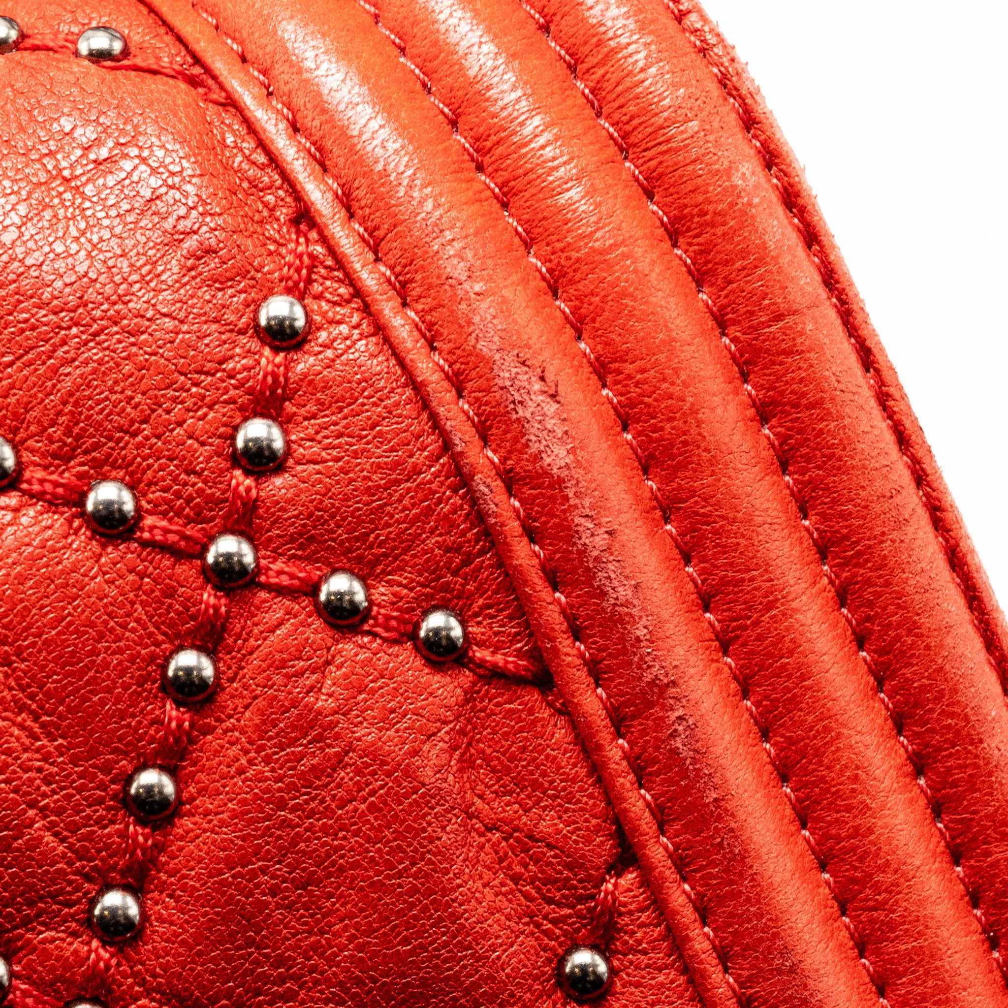 CHANEL MEDIUM BOY BAG LAMBSKIN RED RUTHENIUM SHW