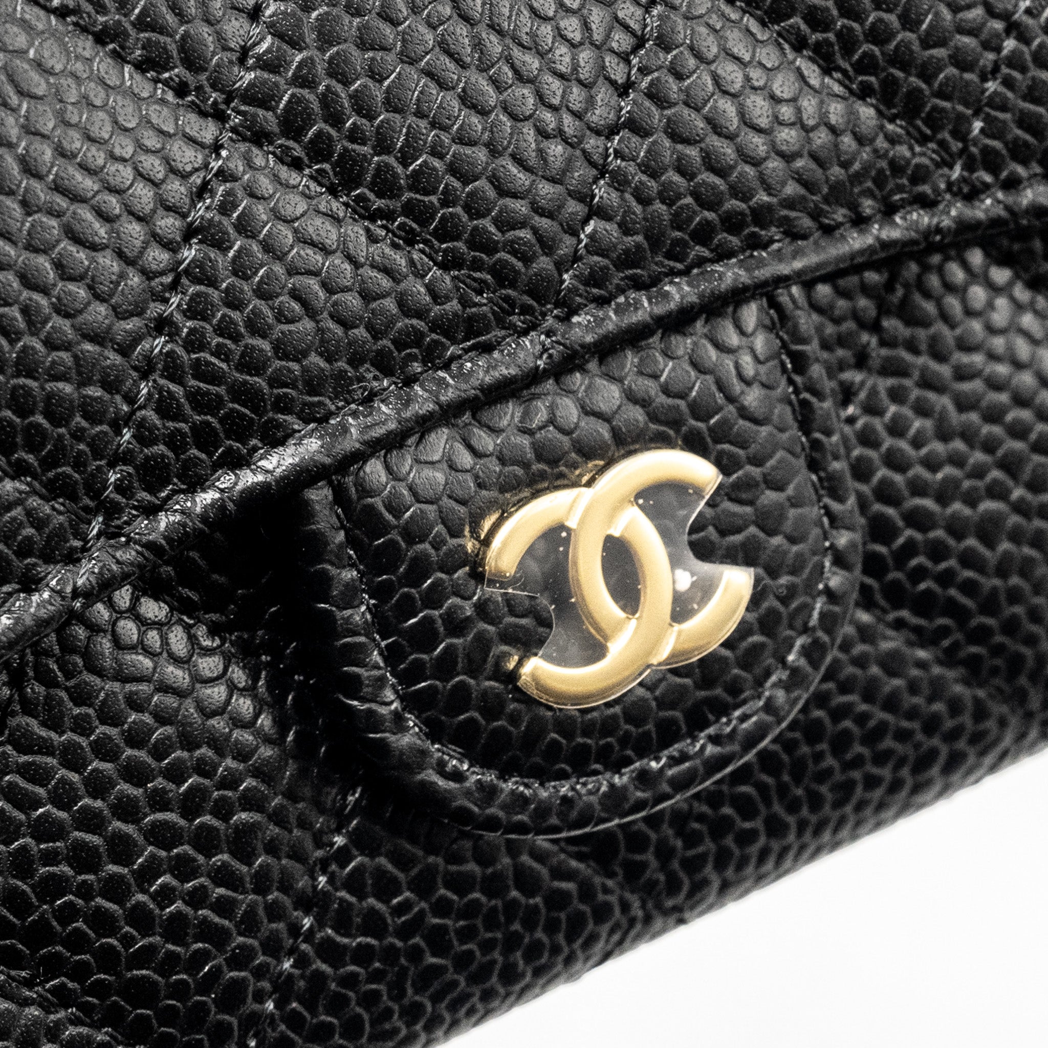 CHANEL CLASSIC FLAP CARD HOLDER CAVIAR BLACK GHW (MICROCHIP)