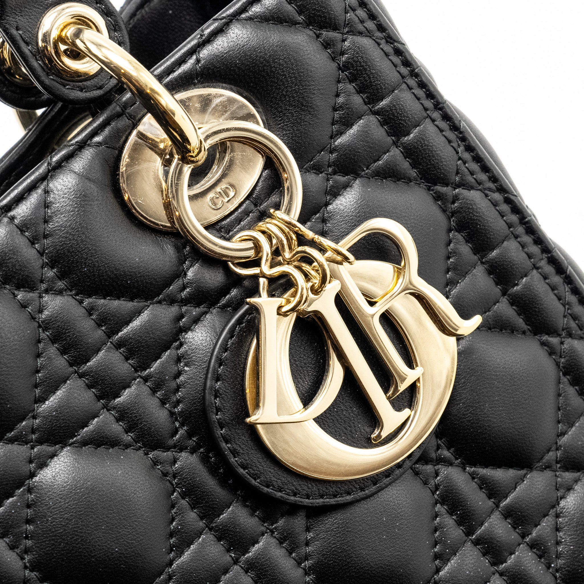DIOR MEDIUM LADY DIOR LAMBSKIN BLACK LGHW