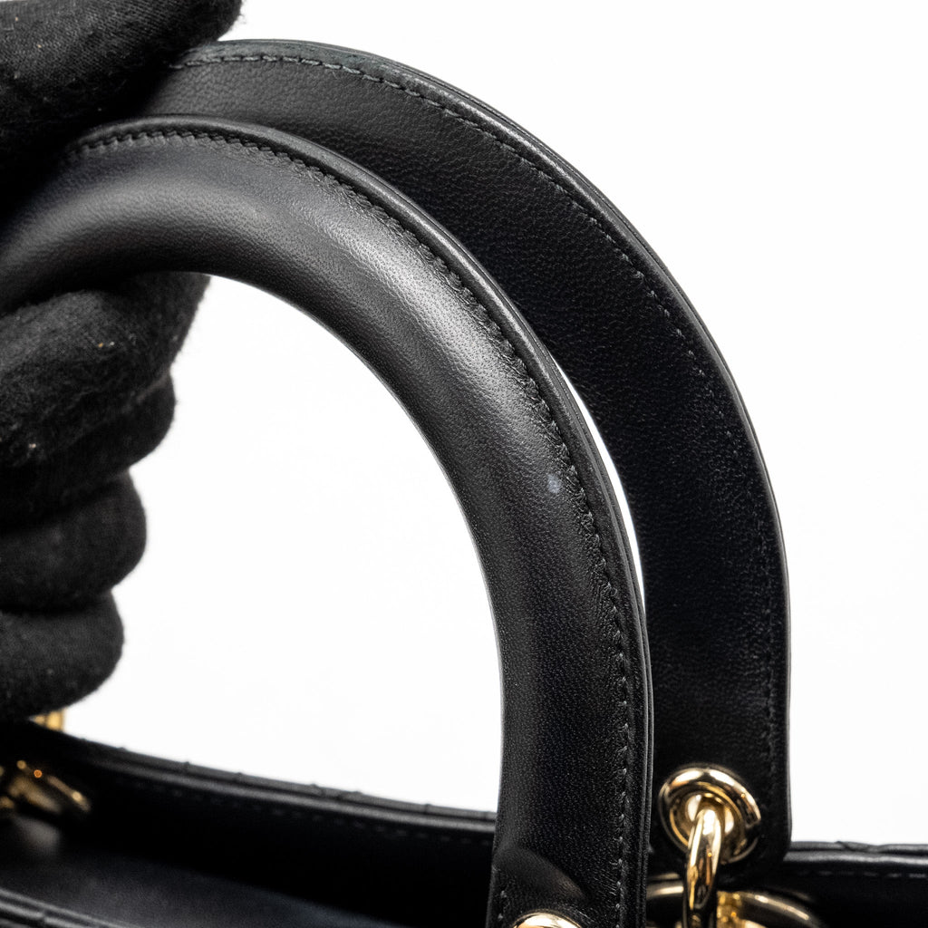 DIOR MEDIUM LADY DIOR LAMBSKIN BLACK LGHW