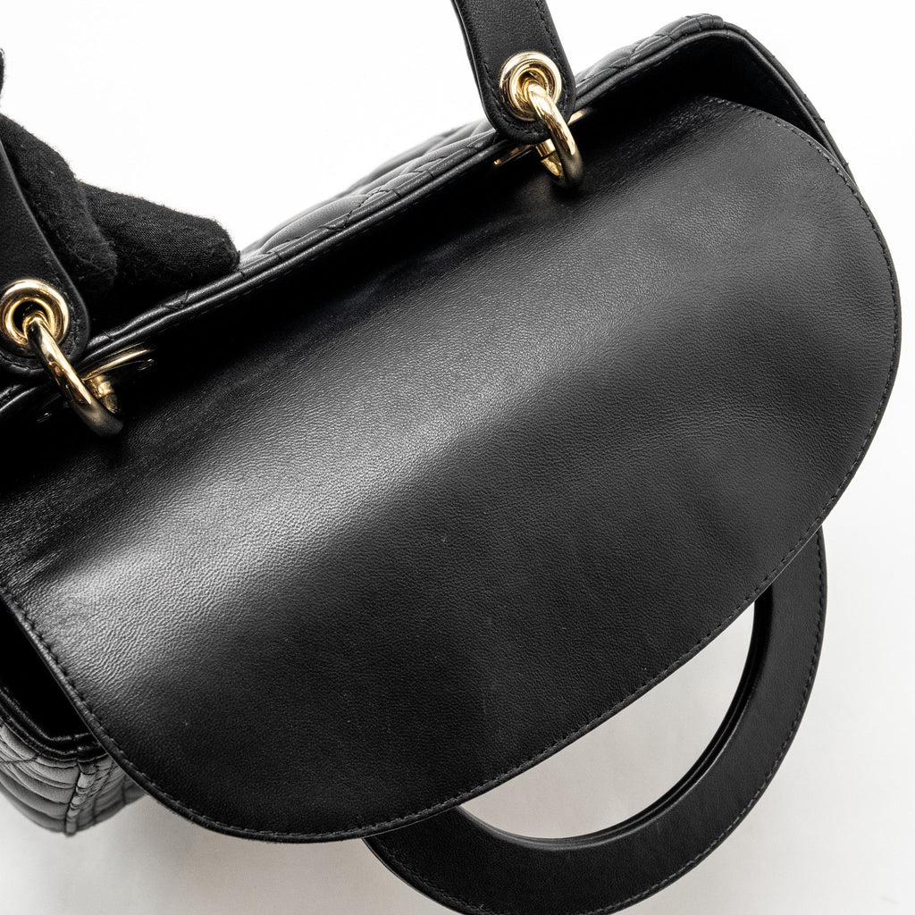 DIOR MEDIUM LADY DIOR LAMBSKIN BLACK LGHW