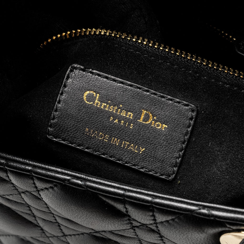 DIOR MEDIUM LADY DIOR LAMBSKIN BLACK LGHW