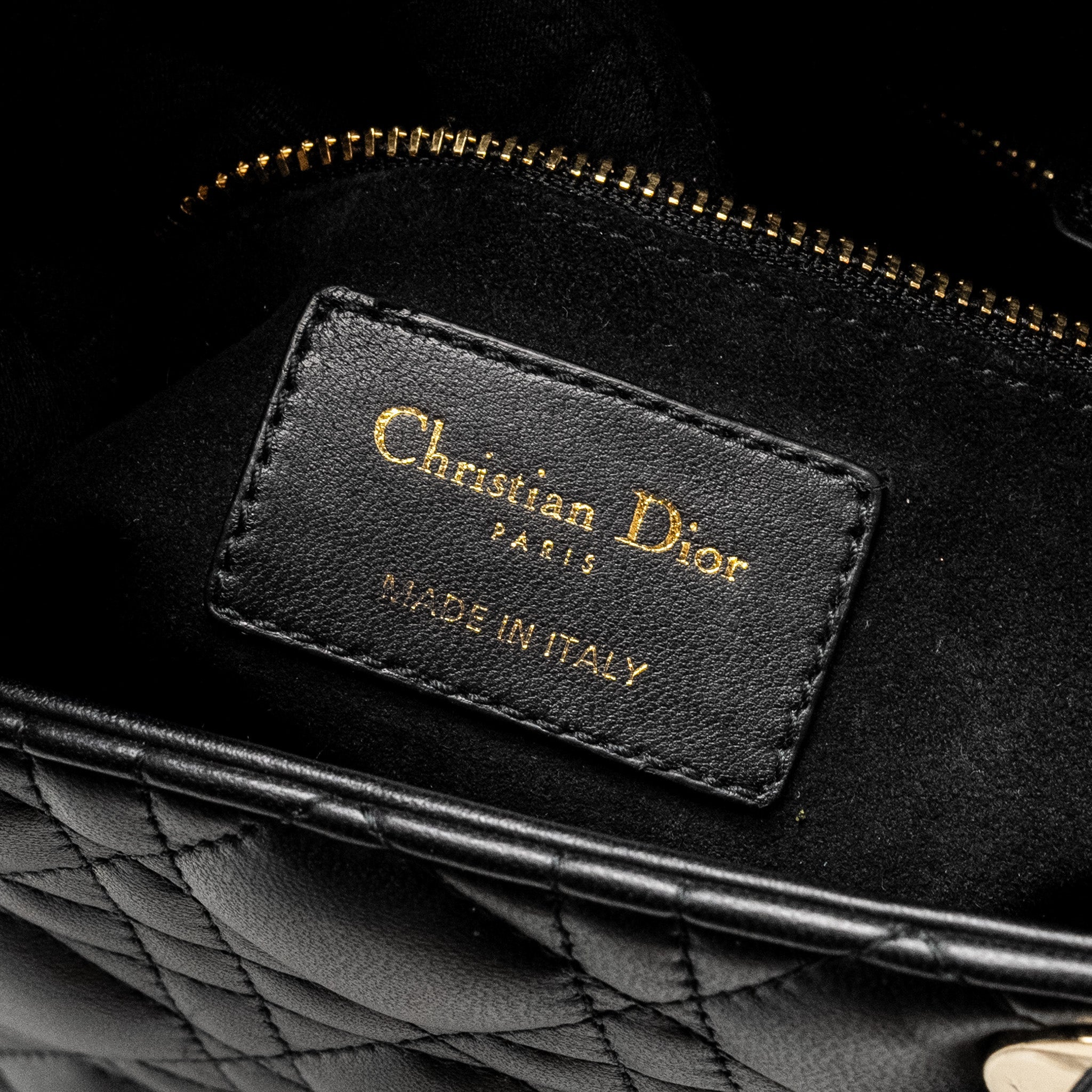 DIOR MEDIUM LADY DIOR LAMBSKIN BLACK LGHW