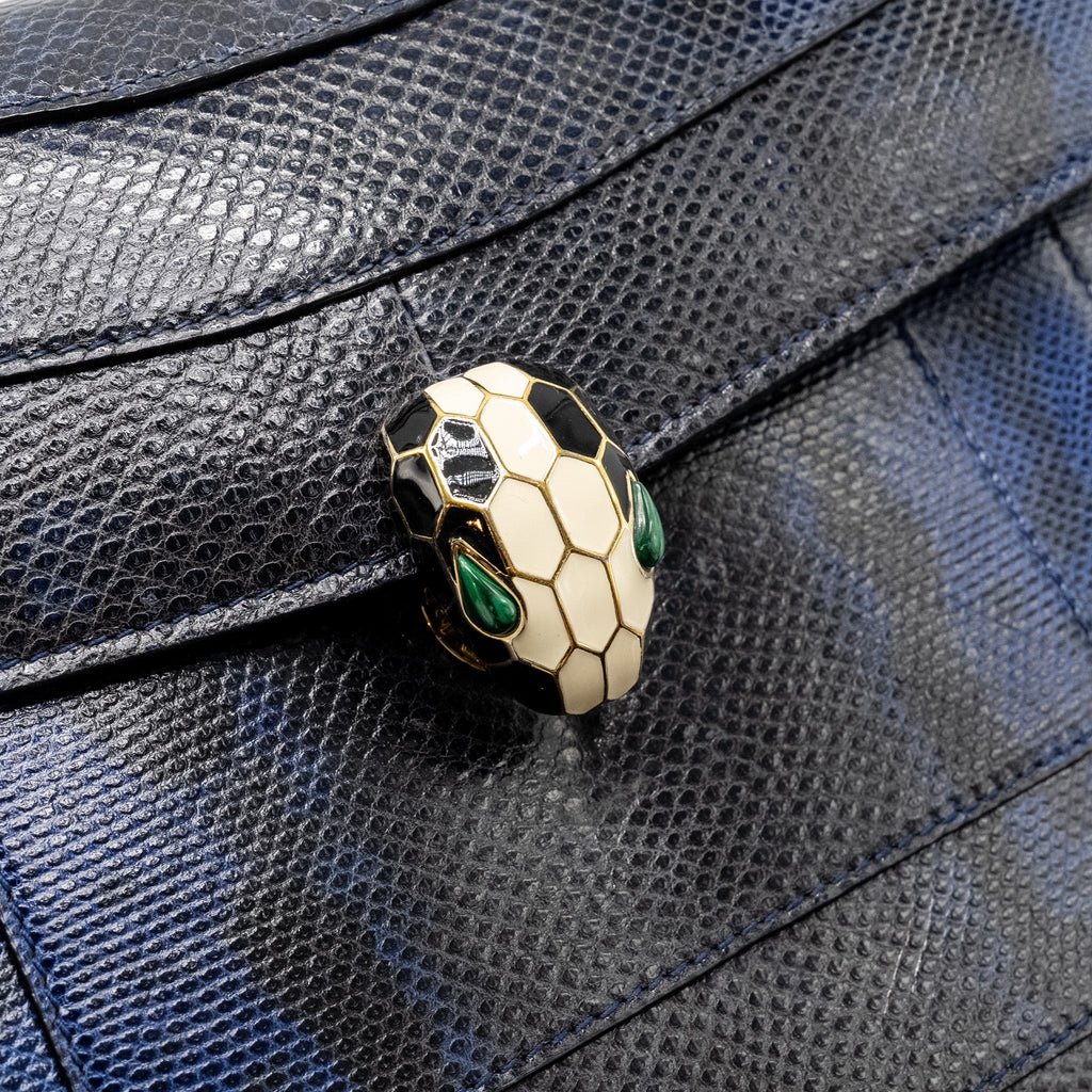 BVLGARI SERPENTI SHOULDER BAG KARUNG SKIN DARK BLUE LGHW