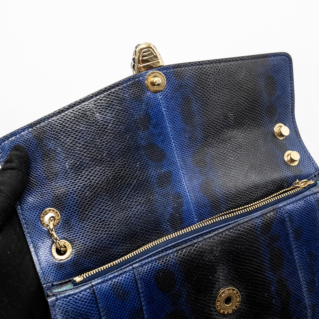 BVLGARI SERPENTI SHOULDER BAG KARUNG SKIN DARK BLUE LGHW