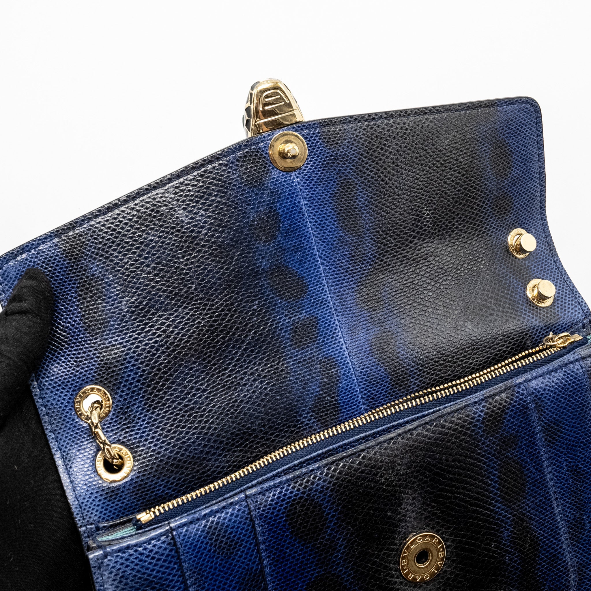 BVLGARI SERPENTI SHOULDER BAG KARUNG SKIN DARK BLUE LGHW