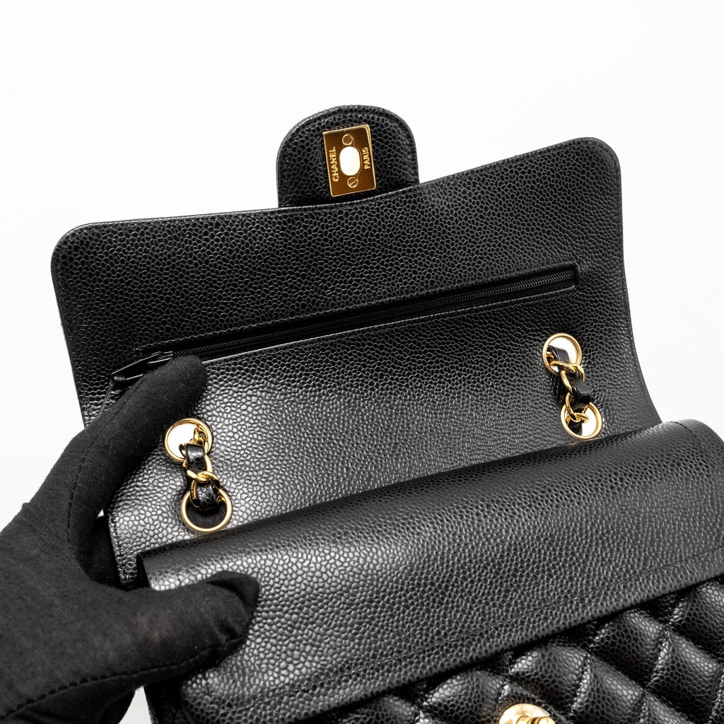 CHANEL SMALL CLASSIC DOUBLE FLAP BAG CAVIAR BLACK GHW