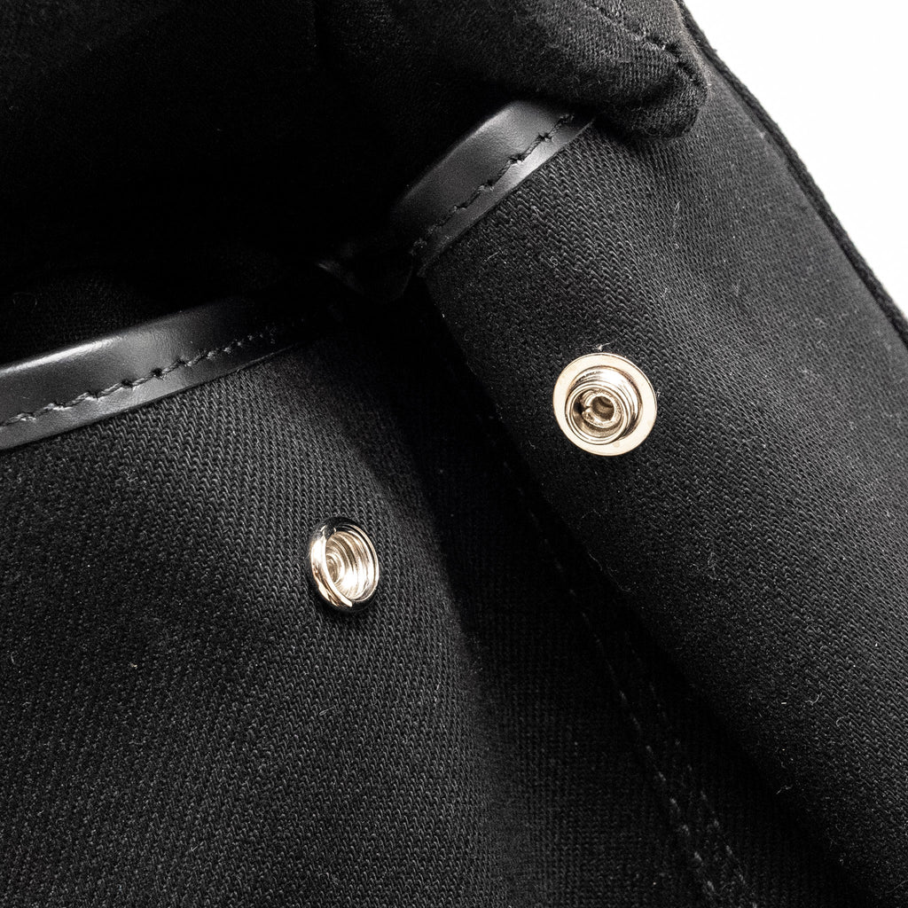 BALENCIAGA CABAS LOGO TOTE BAG CANVAS/ CALFSKIN BLACK SHW
