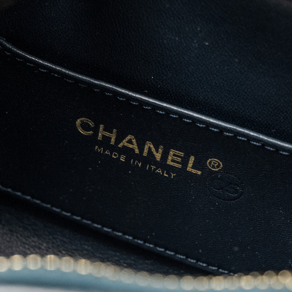 CHANEL LOCK ME UP CHEVRON MEDAL FLAP BAG CALFSKIN DARK NAVY GHW