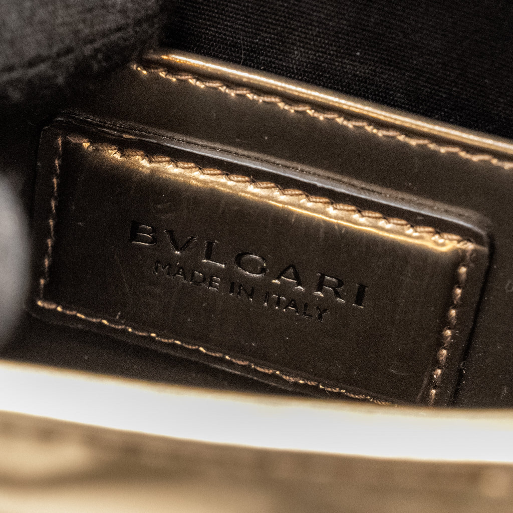 BVLGARI SERPENTI FOREVER SHOULDER BAG PATENT METALLIC GOLD GHW