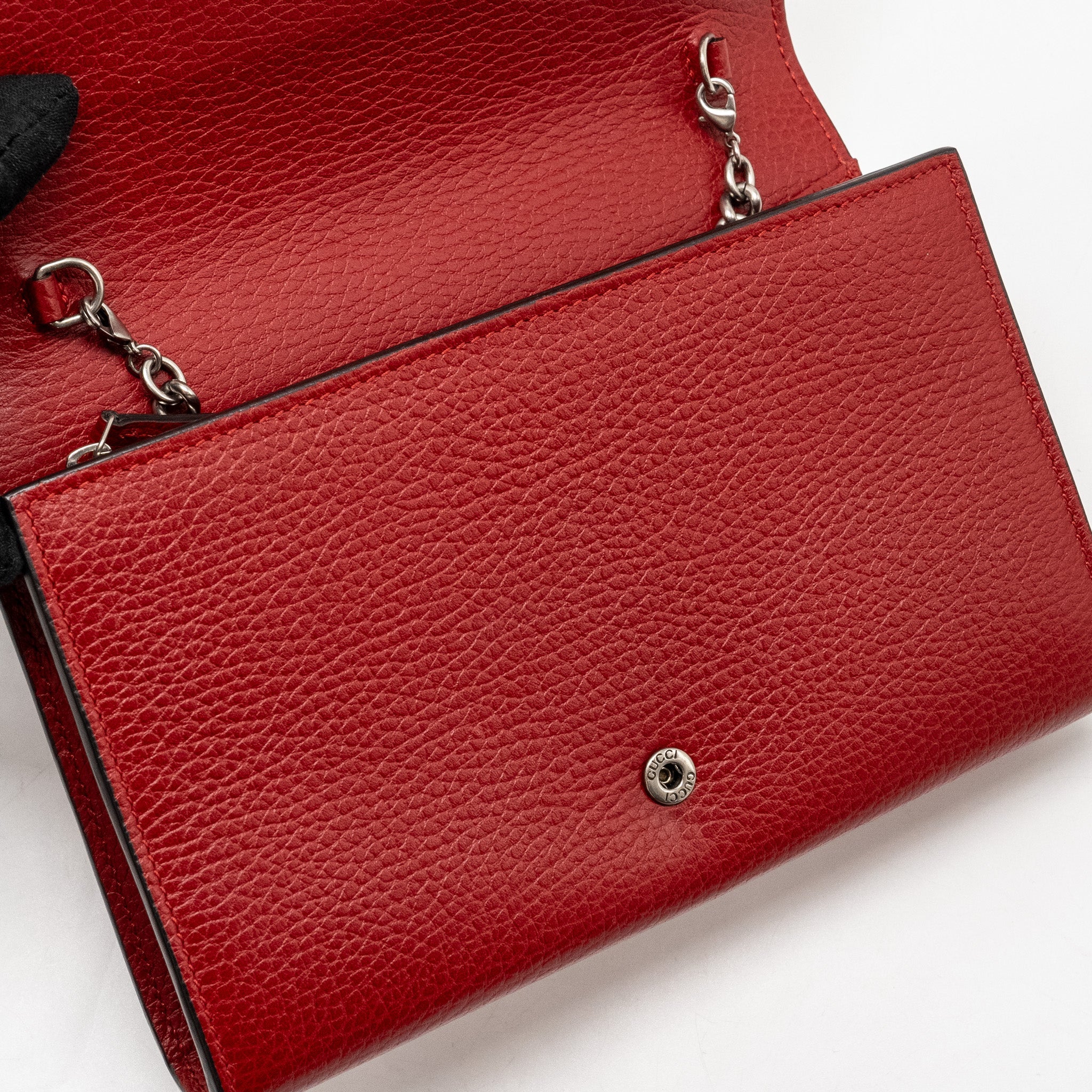 GUCCI DIONYSUS WALLET ON CHAIN CALFSKIN RED MULTICOLOUR HARDWARE