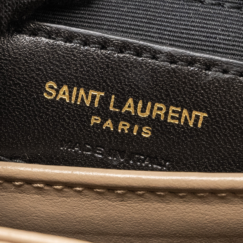 SAINT LAURENT/ YSL LOULOU TOY STRAP BAG CALFSKIN BEIGE GHW