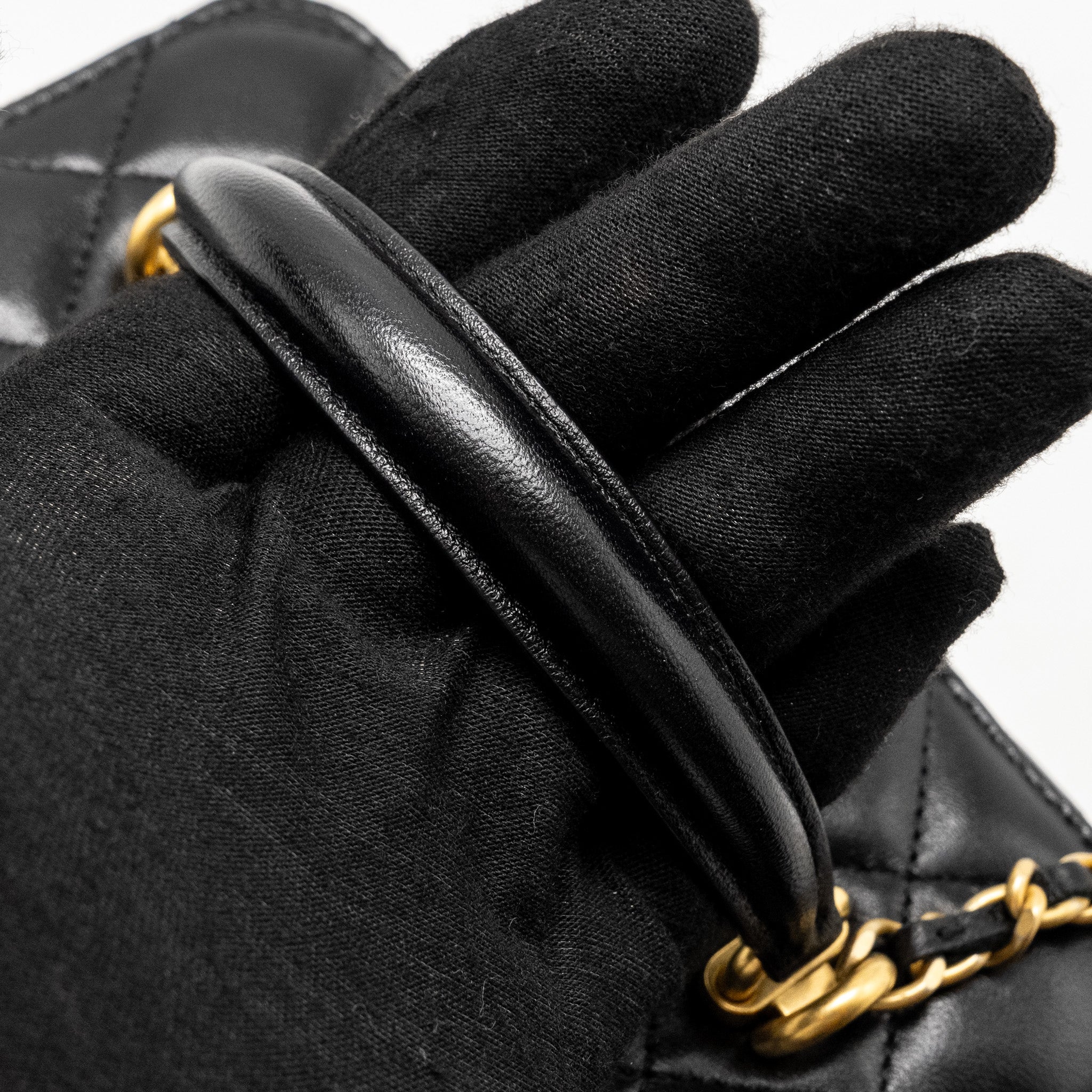 CHANEL TOP HANDLE LONG VANITY CASE LAMBSKIN BLACK GHW