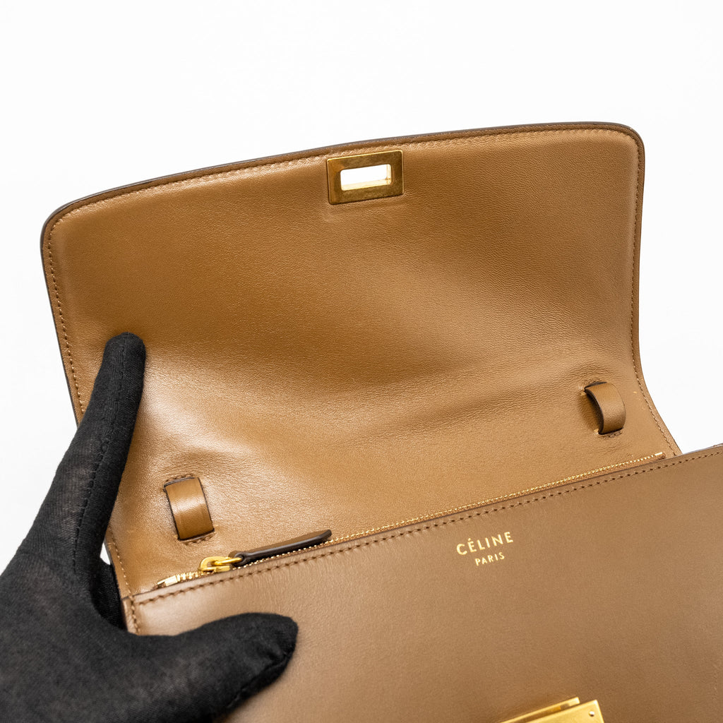 CELINE MEDIUM CLASSIC BOX BAG CALFSKIN CAMEL GHW