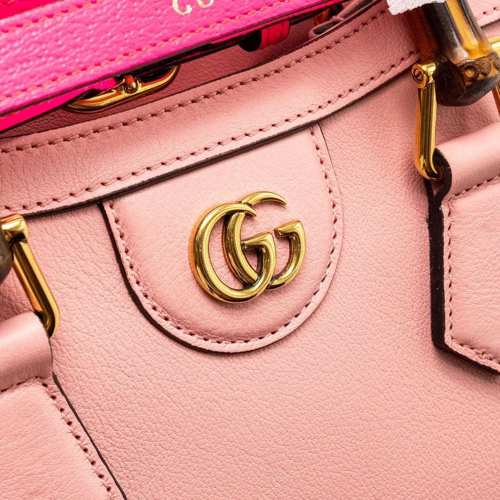GUCCI MINI DIANA BAMBOO TOTE BAG LEATHER PINK GHW