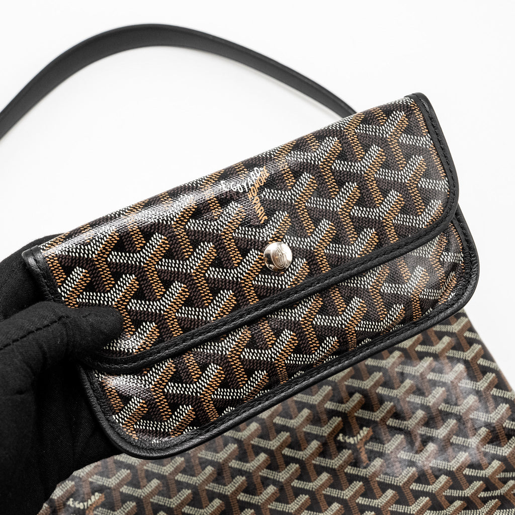 GOYARD BOHEME HOBO BAG GOYARDINE CANVAS / CALFSKIN BLACK SHW