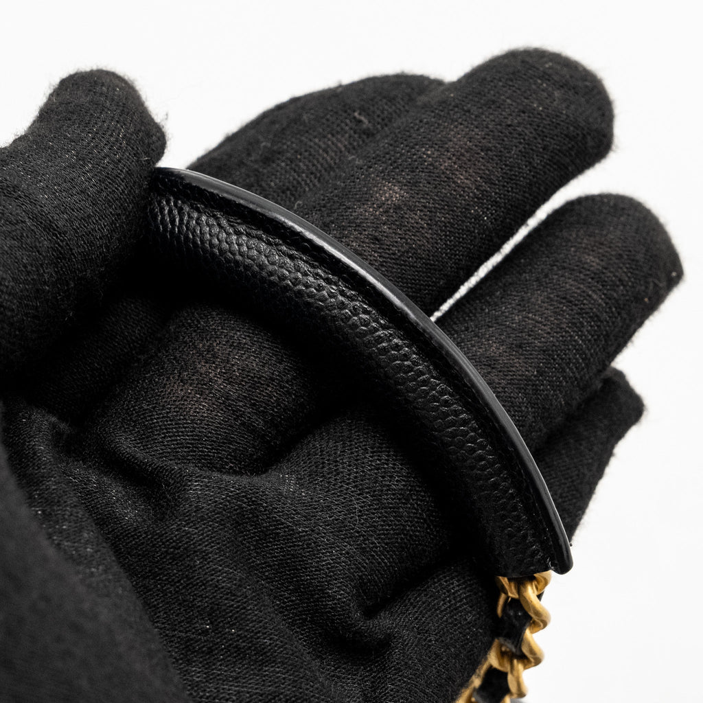 CHANEL CIRCULAR HANDLE QUILTED FLAP BAG CAVIAR BLACK GHW