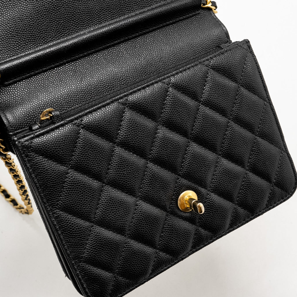 CHANEL CIRCULAR HANDLE QUILTED FLAP BAG CAVIAR BLACK GHW