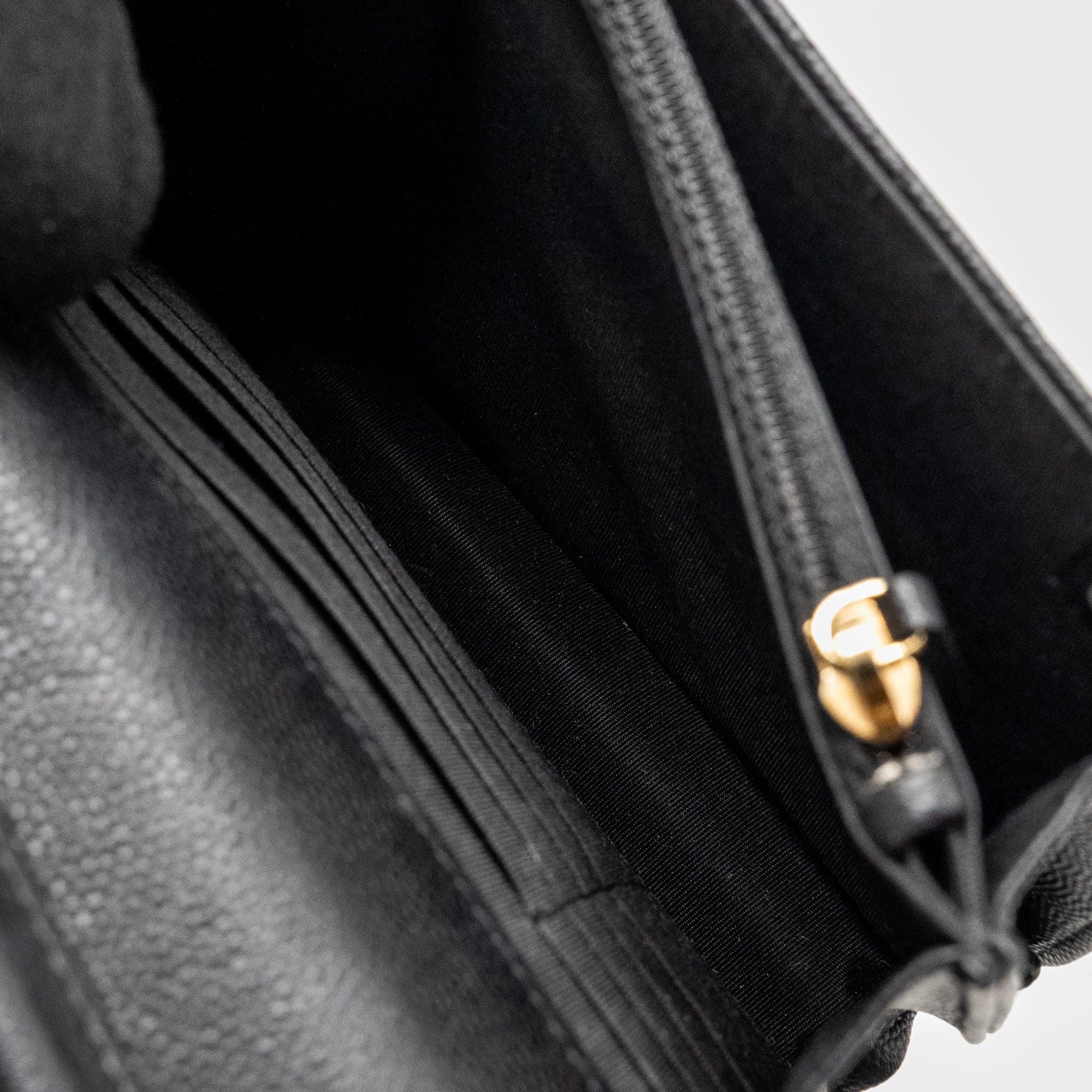 CHANEL CIRCULAR HANDLE QUILTED FLAP BAG CAVIAR BLACK GHW