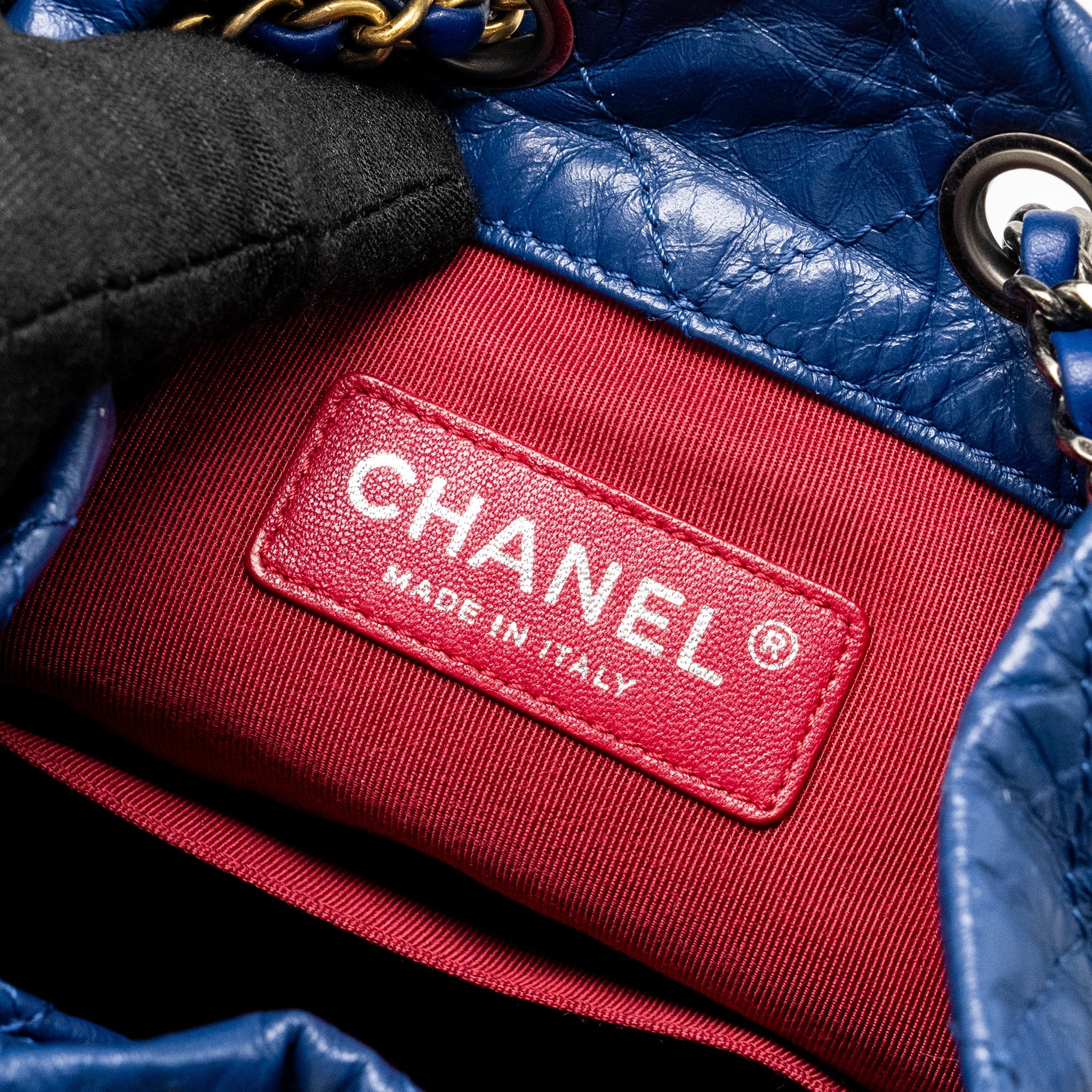 CHANEL GABRIELLE BACKPACK AGED CALFSKIN BLUE MULTICOLOUR HARDWARE