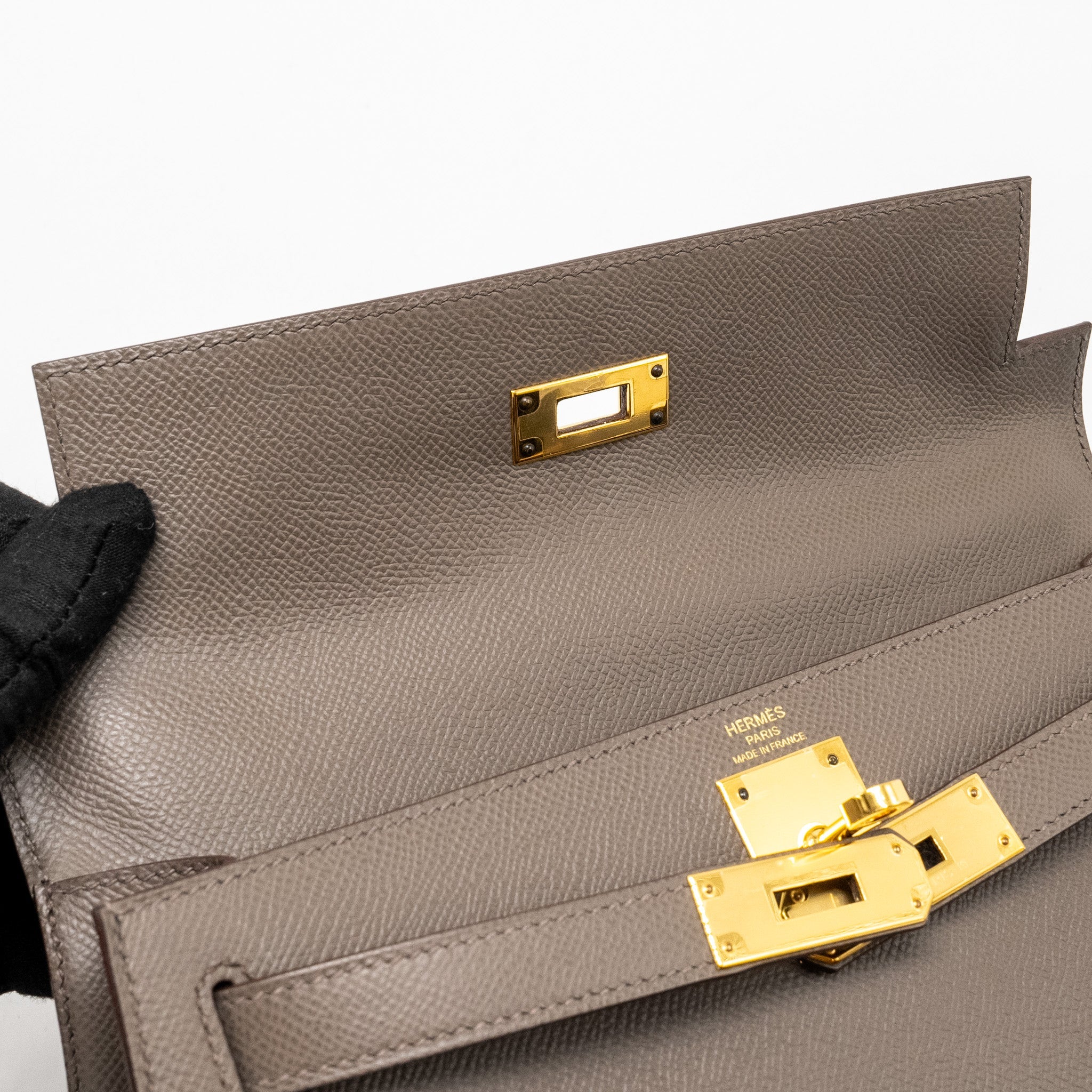 HERMES KELLY 28 EPSOM GRIS ETAIN GHW