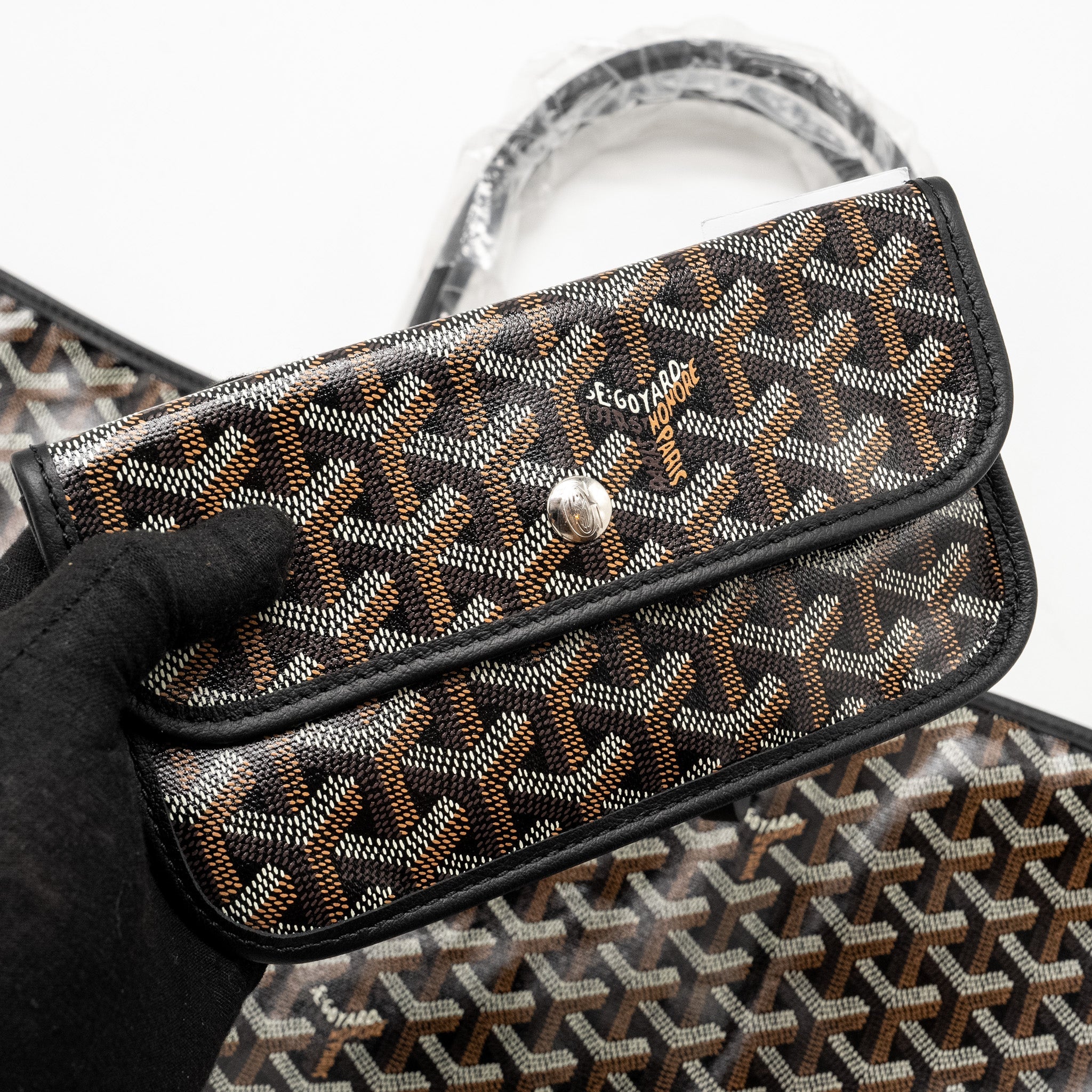 GOYARD SAINT LOUIS TOTE PM GOYARDLINE CANVAS / CALFSKIN BLACK SHW