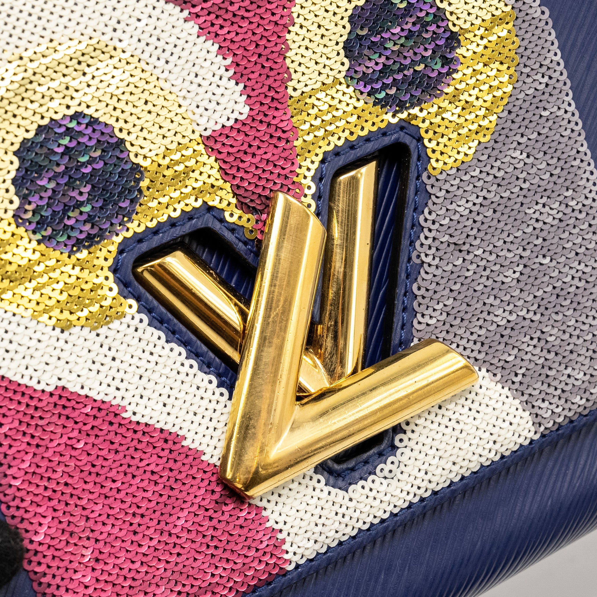 LOUIS VUITTON NIGHT BIRD LADIES TWIST MM BAG EPI/SEQUIN NAVY GHW