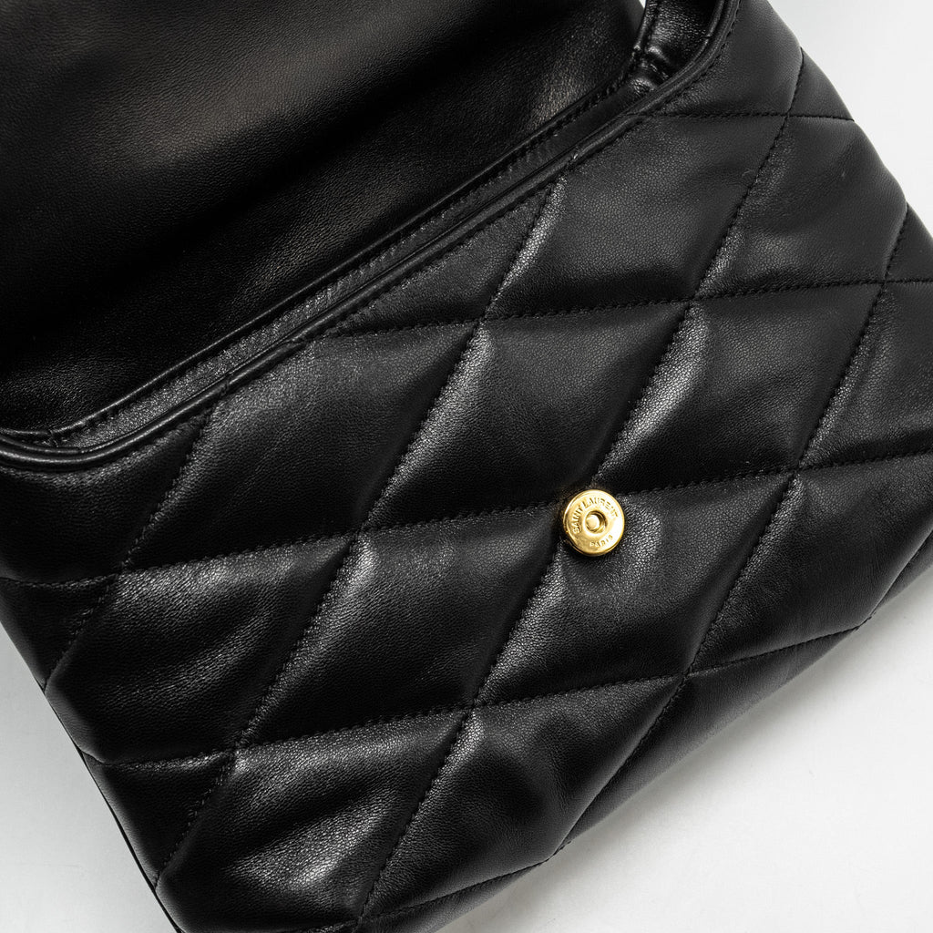 SAINT LAURENT/YSL LE 57 QUILTED HOBO SHOULDER BAG LAMBSKIN BLACK MULTICOLOUR HARDWARE