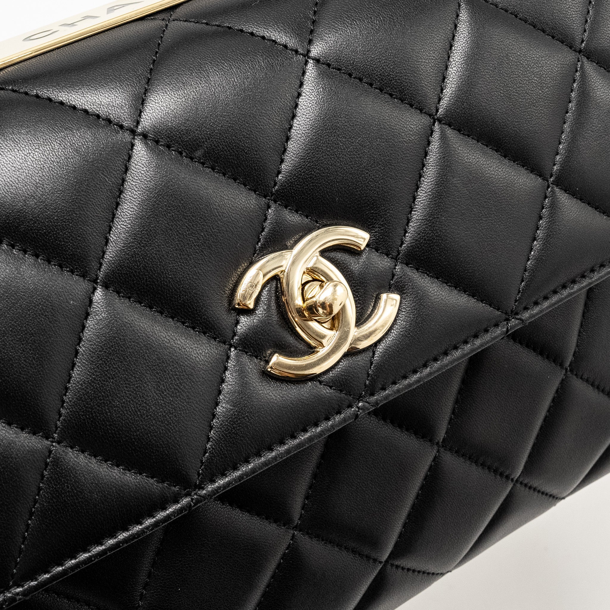 CHANEL TOP HANDLE TRENDY CC FLAP BAG LAMBSKIN BLACK LGHW