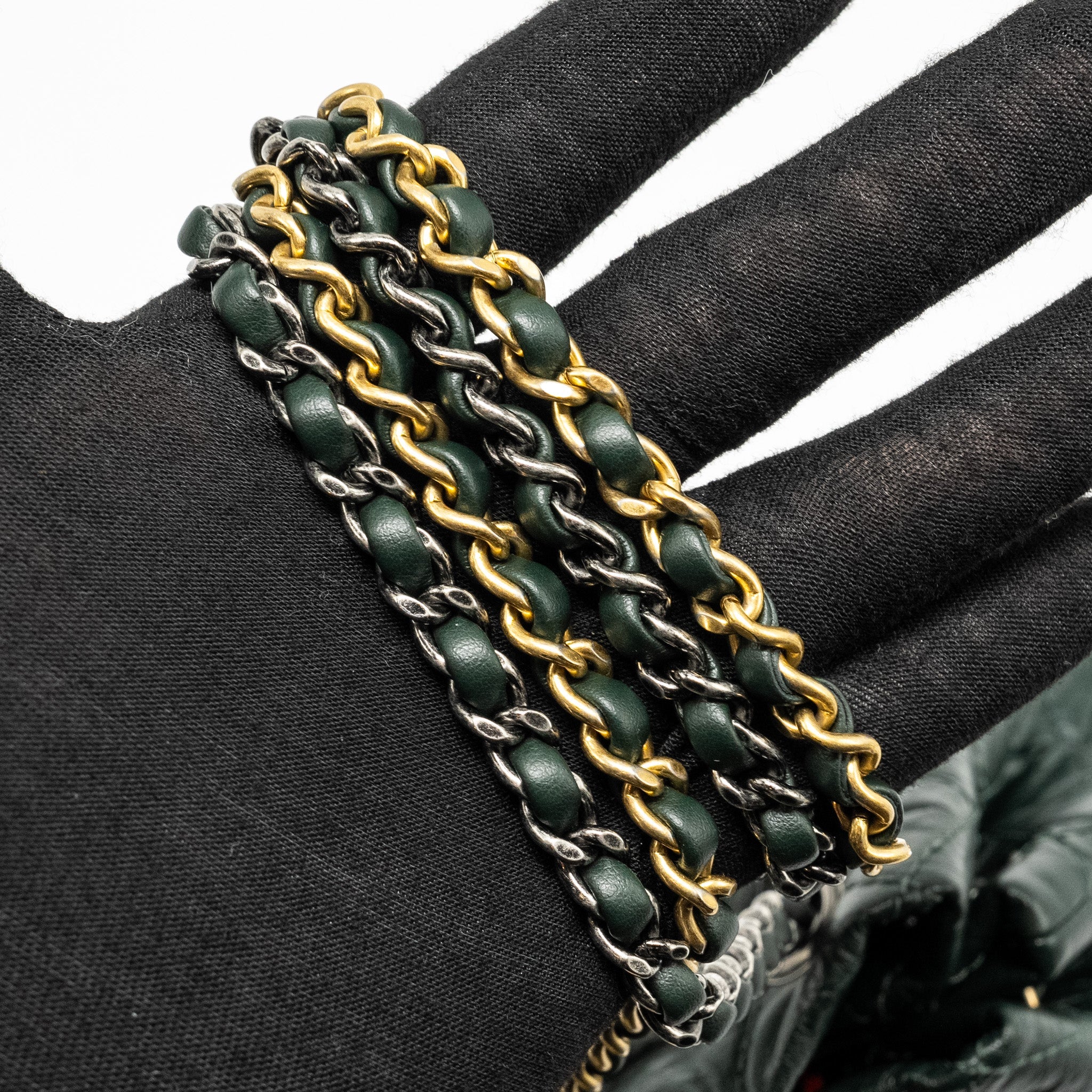 CHANEL SMALL GABRIELLE BACKPACK AGED CALFSKIN DARK GREEN MULTICOLOR HARDWARE