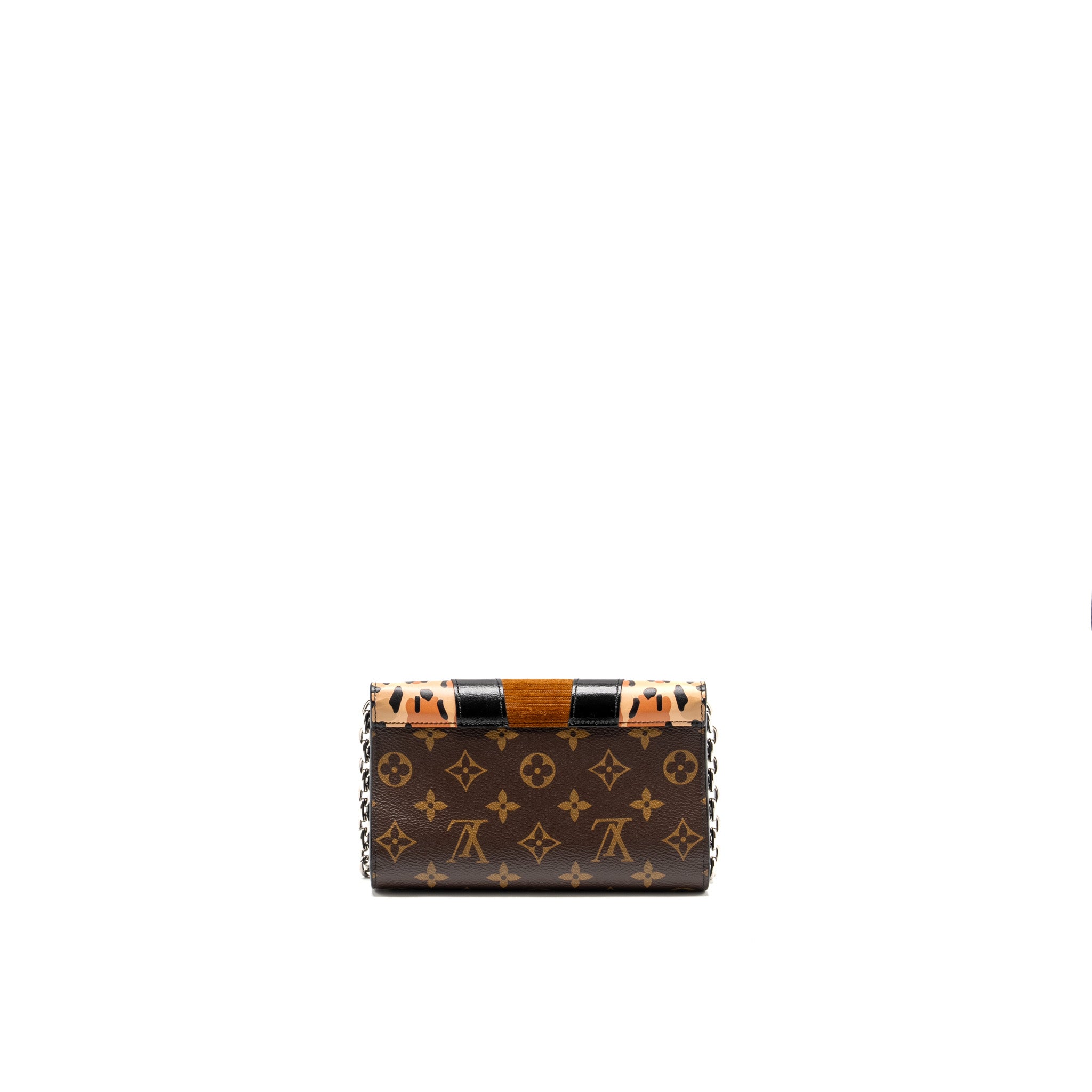 LOUIS VUITTON WILD AT HEART TWIST WALLET ON CHAIN CALFSKIN/MONOGRAM CANVAS MULTICOLOLUR BLACK/SLIVER HARDWARE