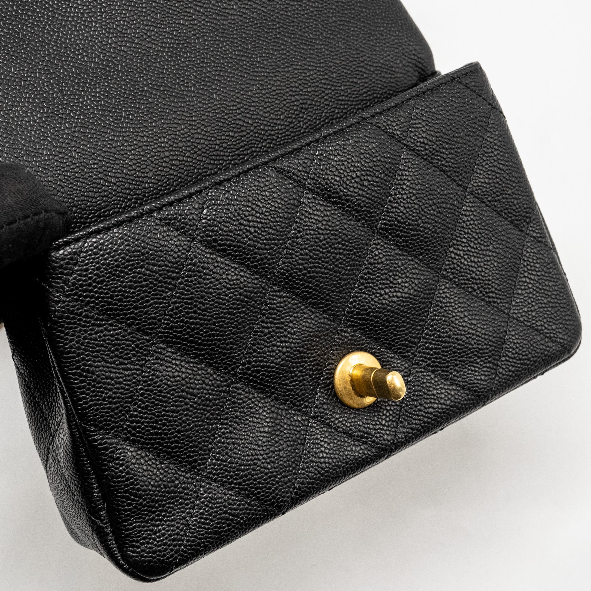 CHANEL COCO LOVE MINI FLAP BAG WITH ADJUSTABLE CHAIN CAVIAR BLACK GHW (MICROCHIP)