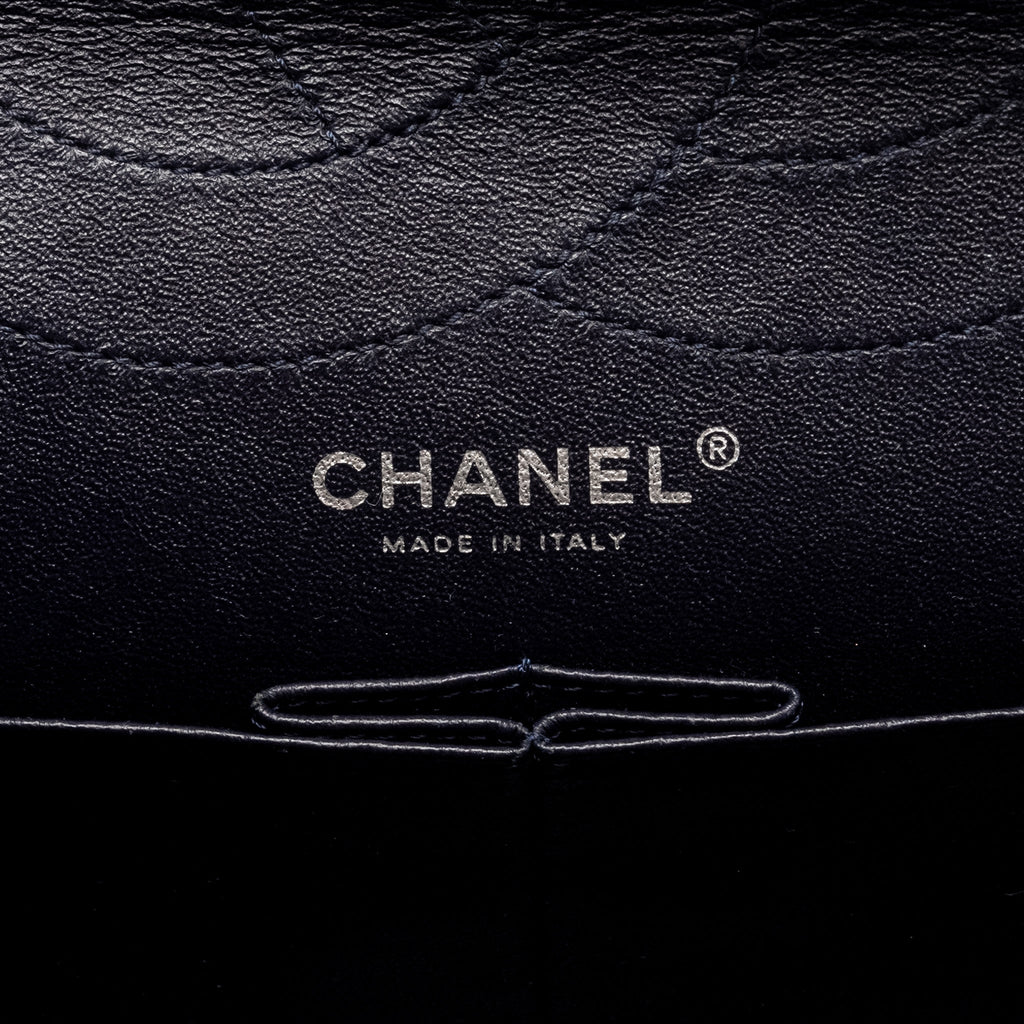 CHANEL MAXI 2.55 REISSUE FLAP BAG AGED CALFSKIN DARK BLUE RUTHENIUM HARDWARE