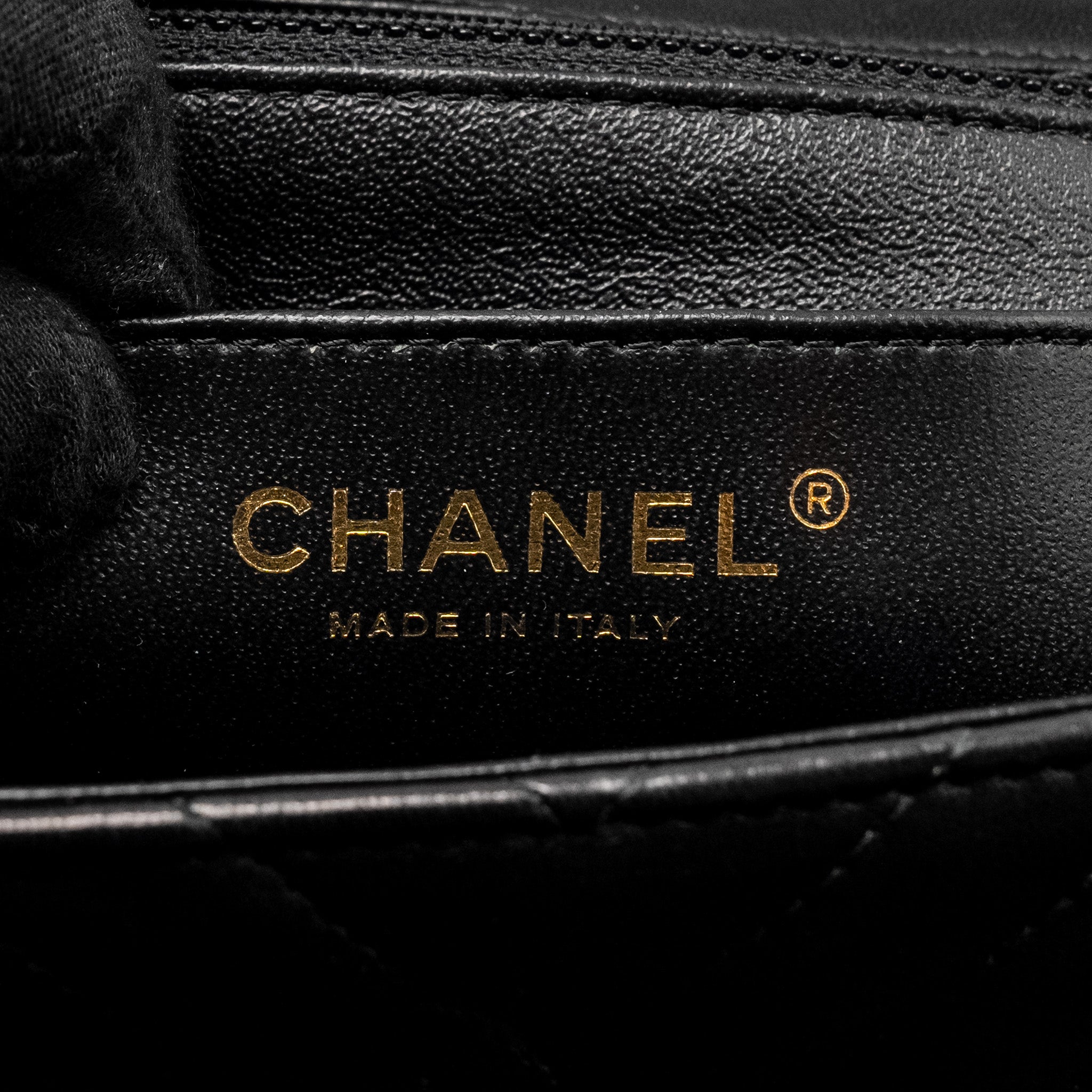 CHANEL MINI SQUARE CHEVRON FLAP BAG LAMBSKIN BLACK GHW