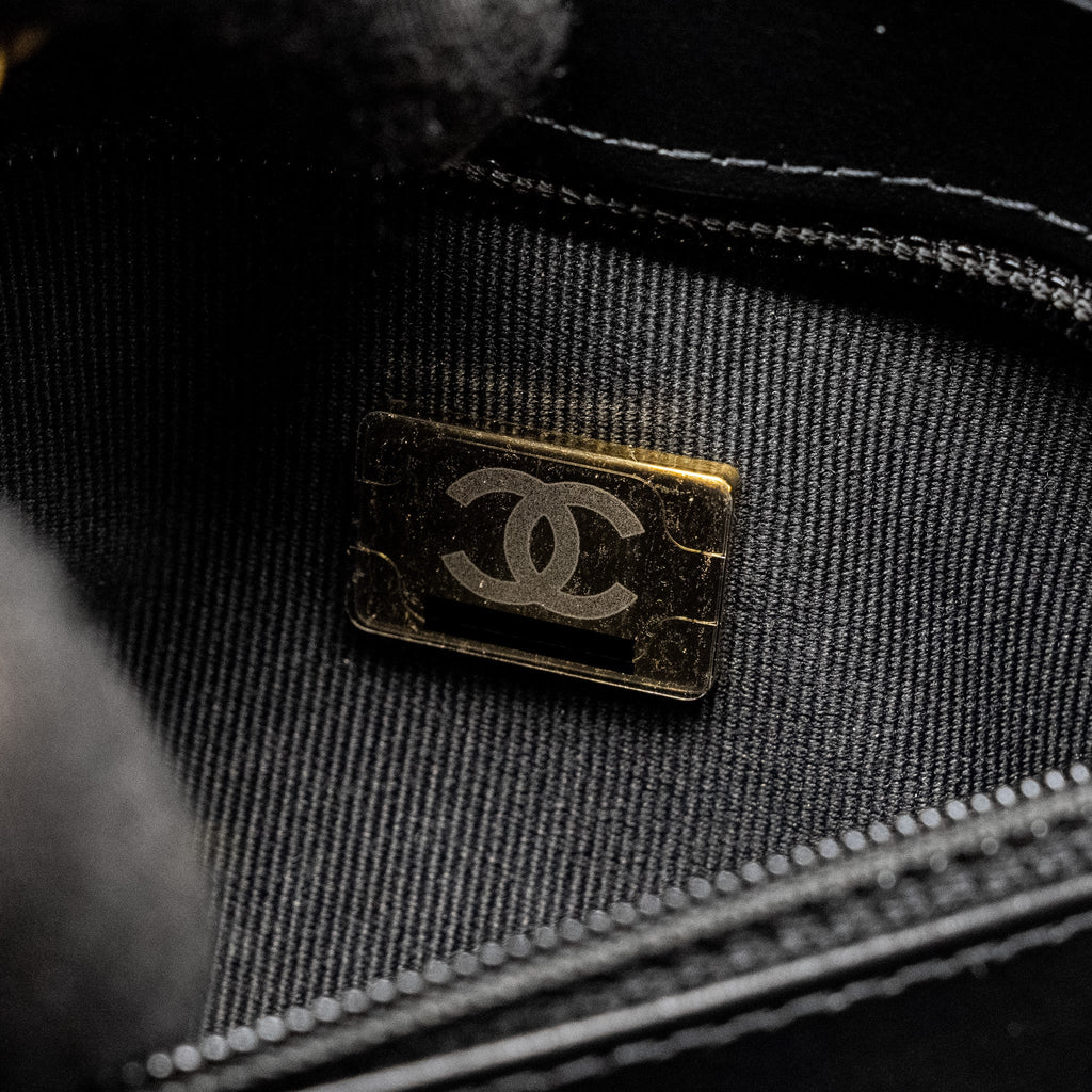 CHANEL MINI KELLY SHOPPING TOTE BAG CALFSKIN BLACK GHW (MICROCHIP)