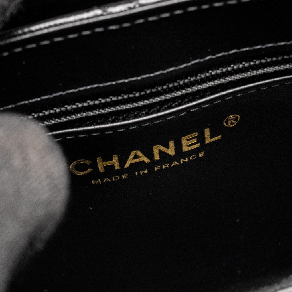 CHANEL MINI KELLY SHOPPING TOTE BAG CALFSKIN BLACK GHW (MICROCHIP)