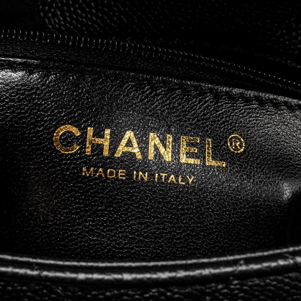 CHANEL COCO LOVE FLAP BAG WITH ADJUSTABLE CHAIN CAVIAR BLACK GHW (MICROCHIP)