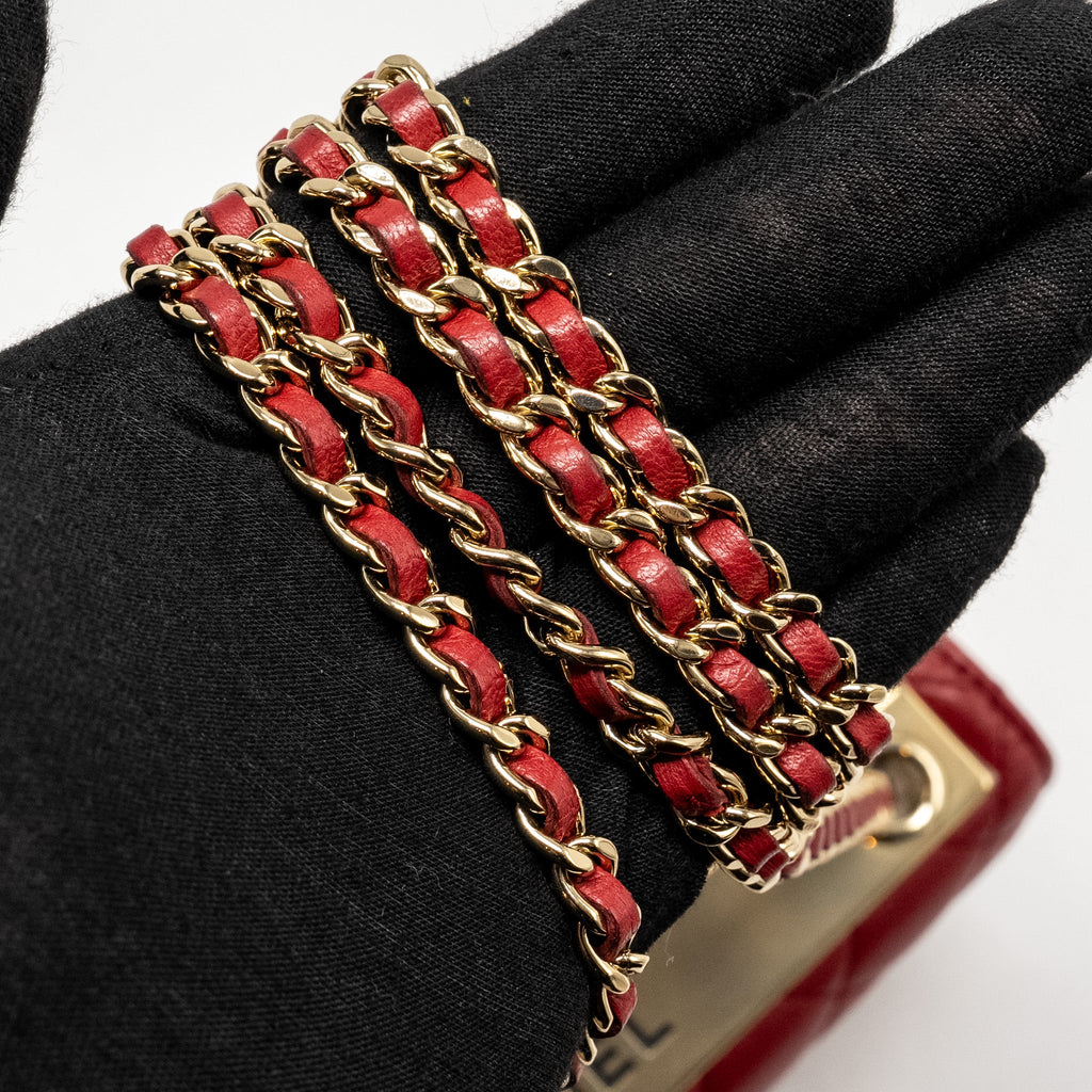 CHANEL TRENDY CC WALLET ON CHAIN LAMBSKIN RED LGHW