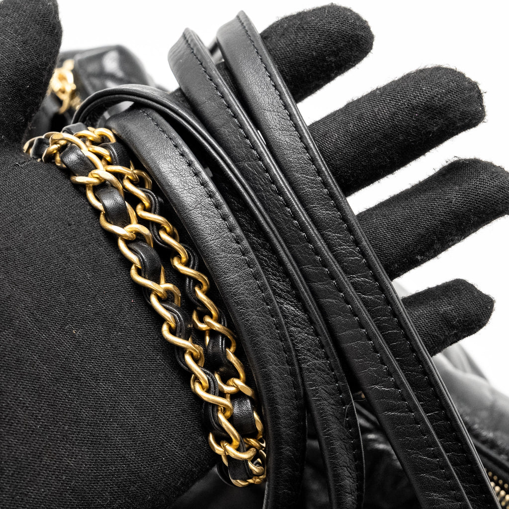 CHANEL NEW YORK BOWLING BAG QUILTED LAMBSKIN BLACK GHW