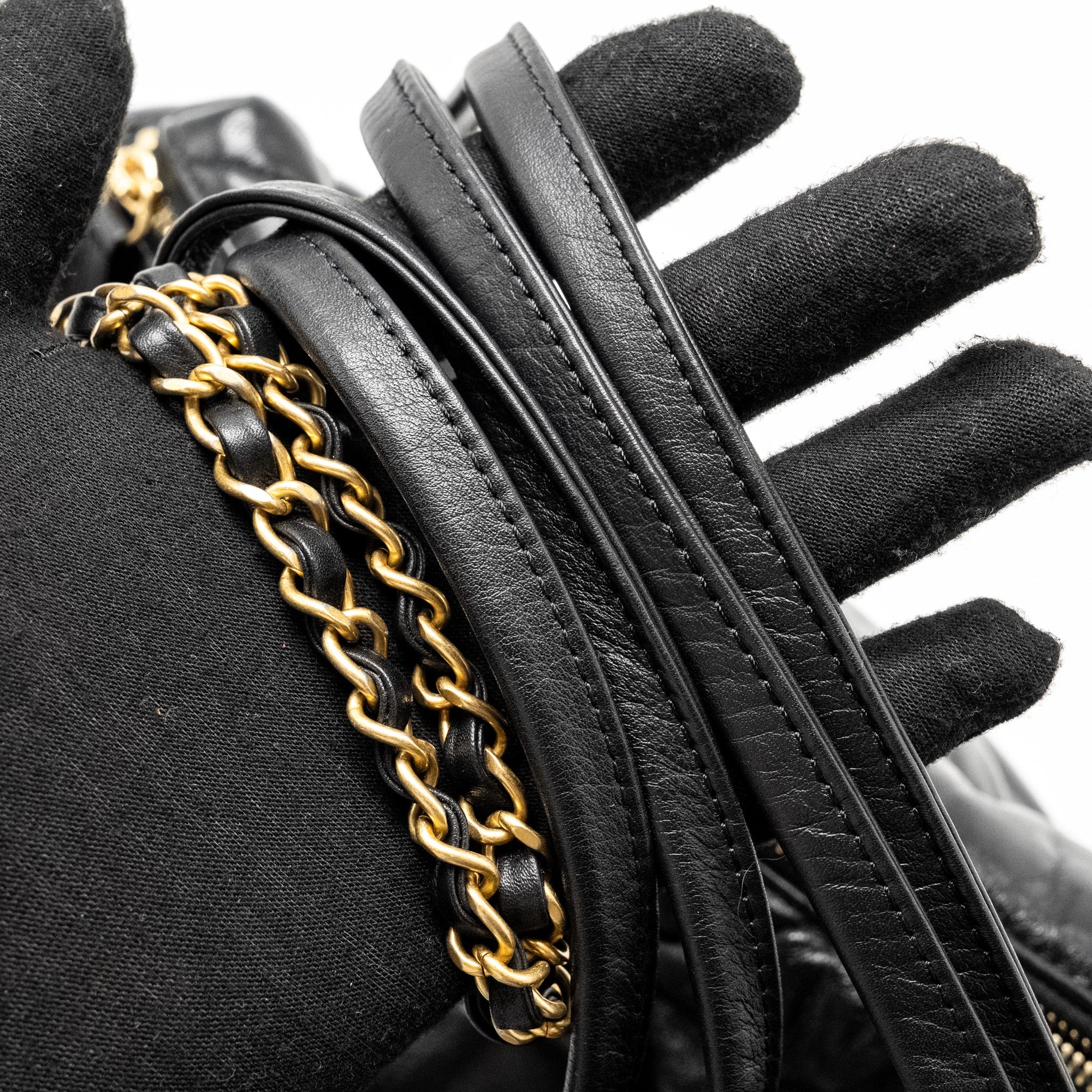 CHANEL NEW YORK BOWLING BAG QUILTED LAMBSKIN BLACK GHW