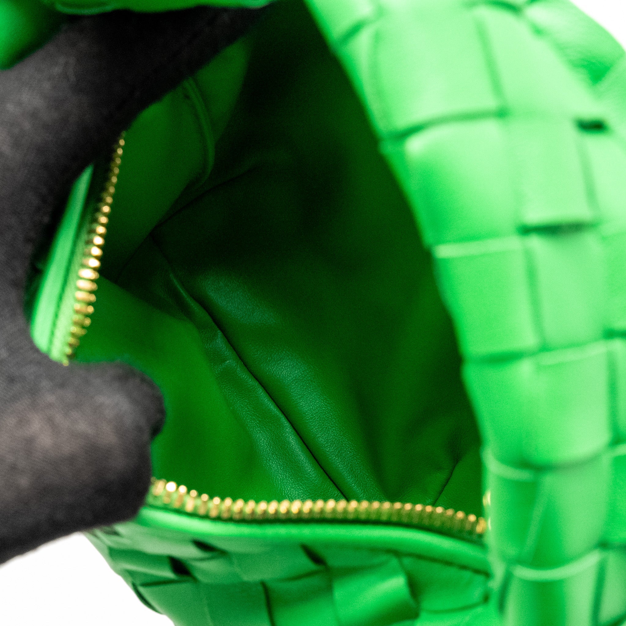 BOTTEGA VENETA MINI JODIE LAMBSKIN GREEN GHW