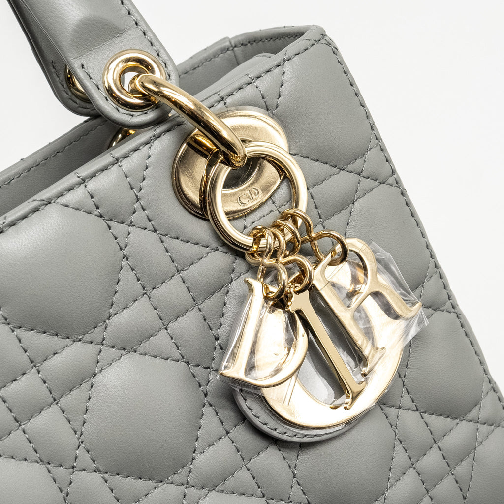 DIOR MY ABC DIOR SMALL LADY DIOR LAMBSKIN STONE GREY LGHW