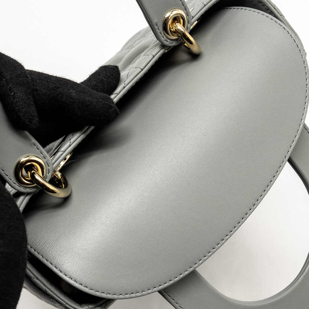 DIOR MY ABC DIOR SMALL LADY DIOR LAMBSKIN STONE GREY LGHW