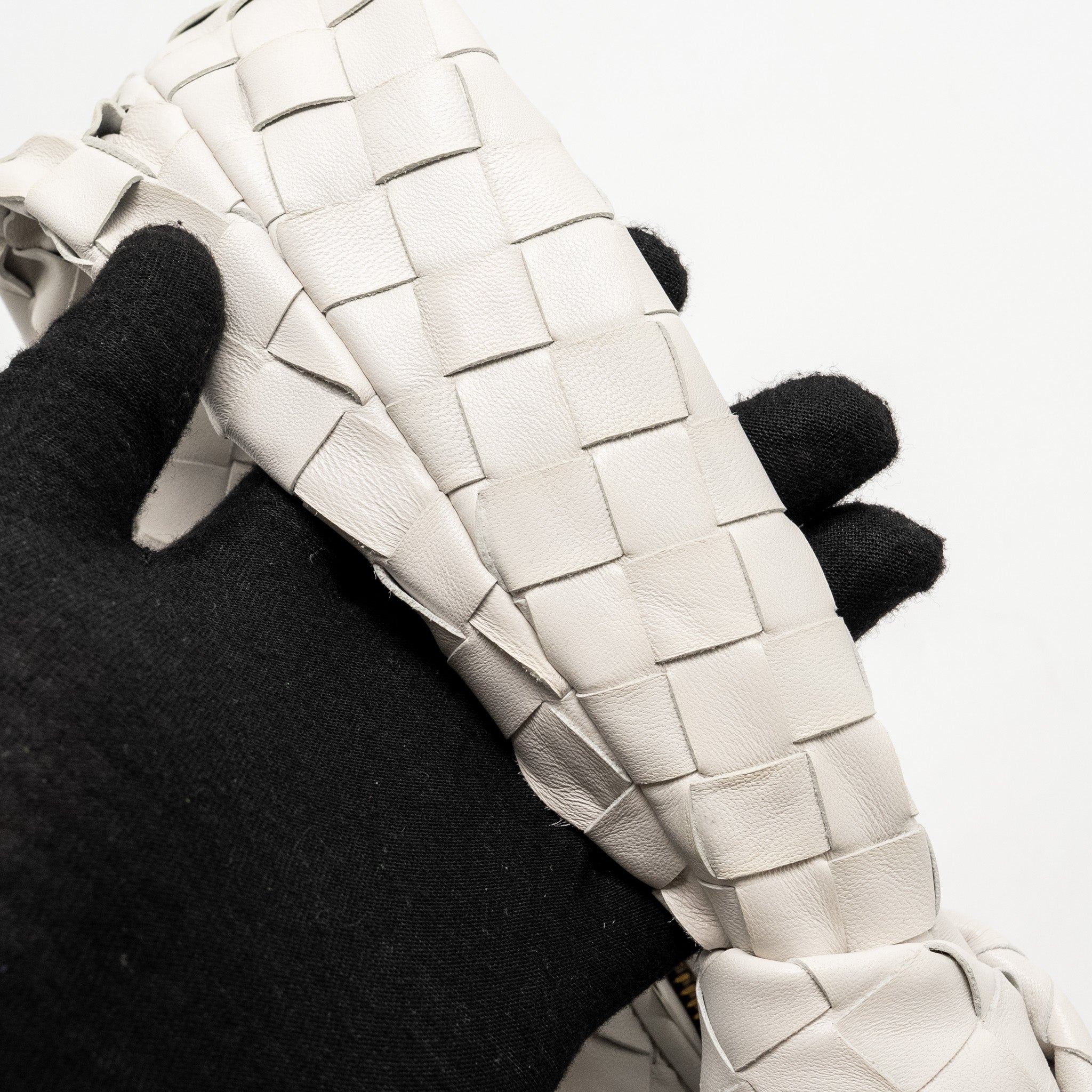 BOTTEGA VENETA MINI JODIE LAMBSKIN WHITE GHW