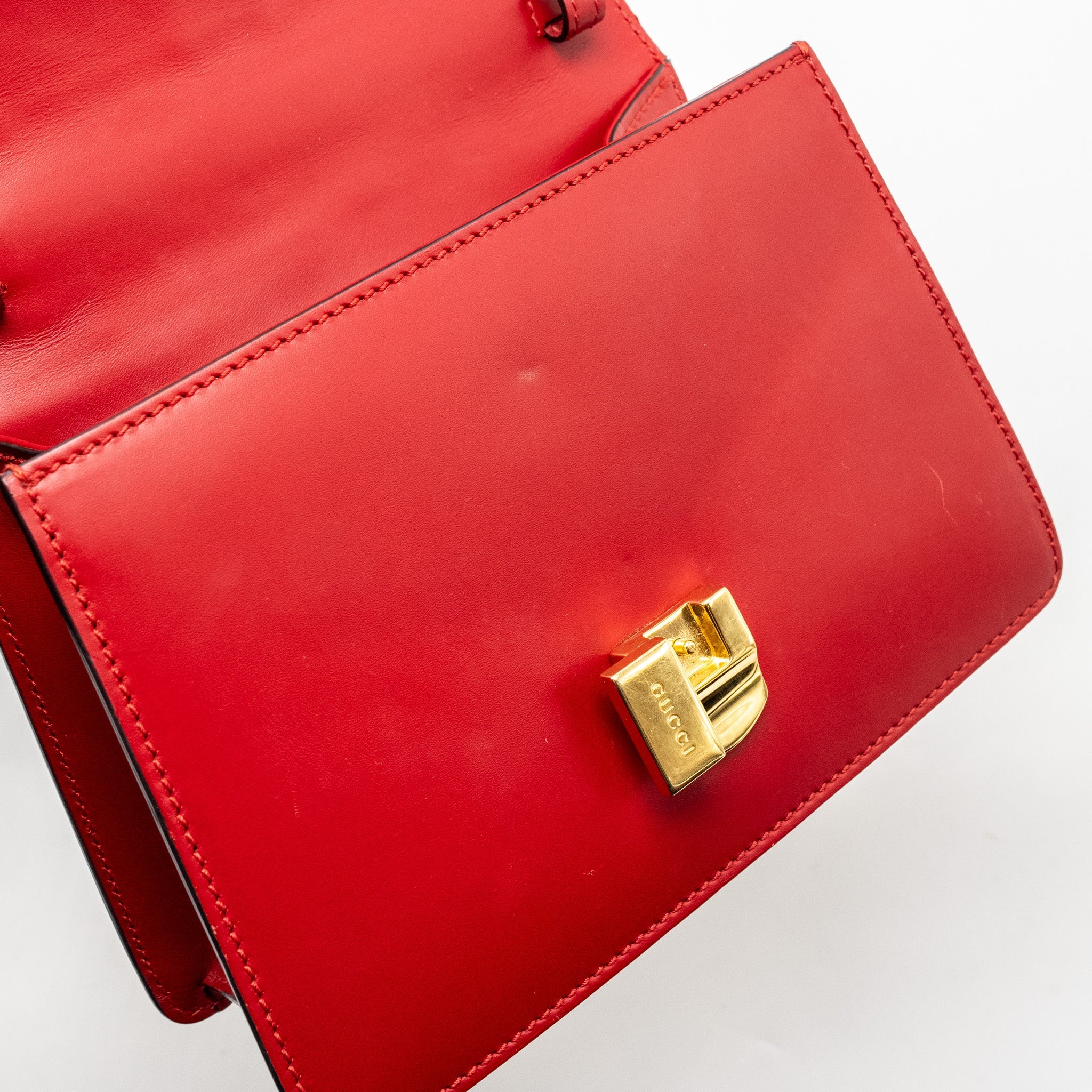 GUCCI TOP HANDLE MINI SYLVIE CALFSKIN RED GHW