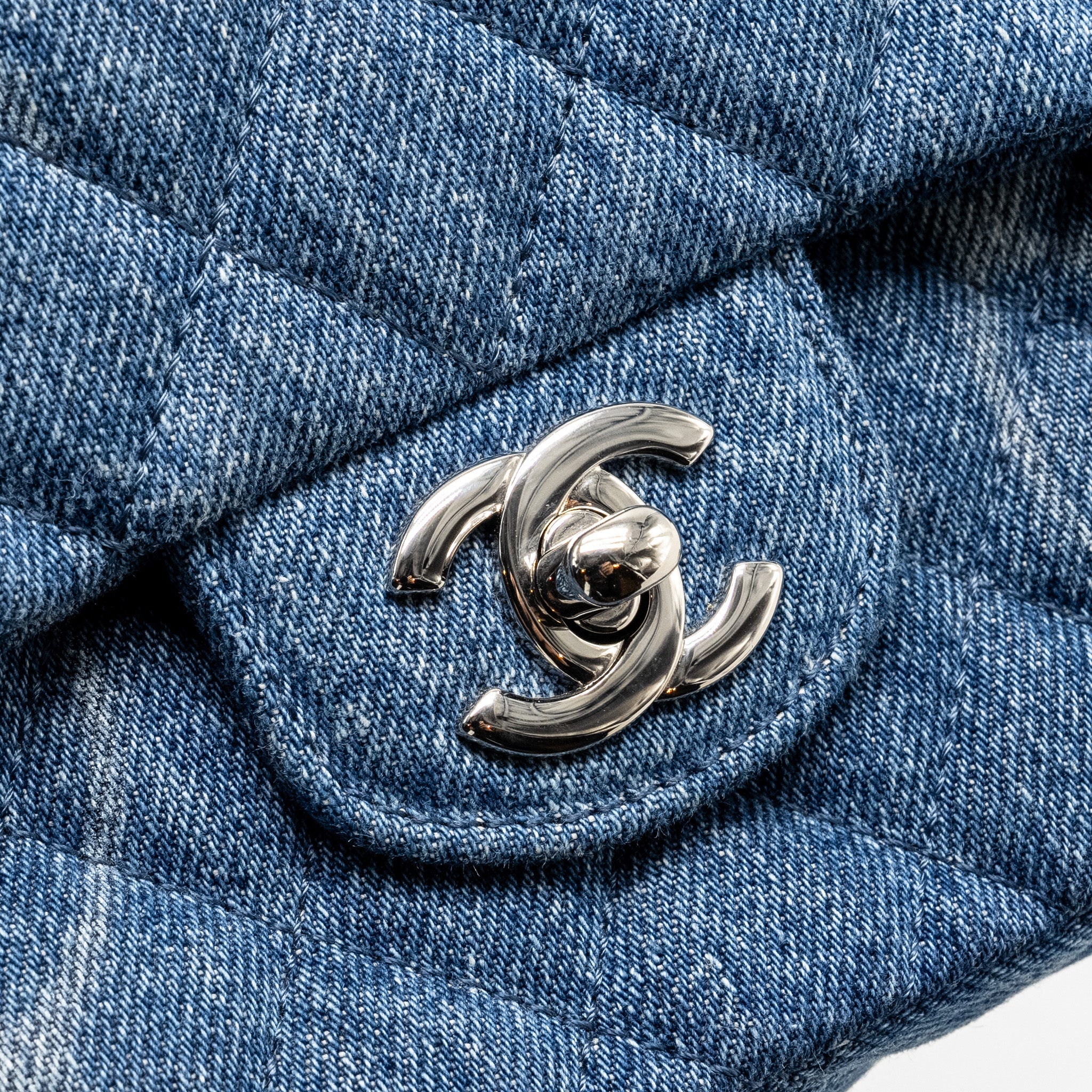 CHANEL MINI SQUARE FLAP BAG DENIM BLUE SHW