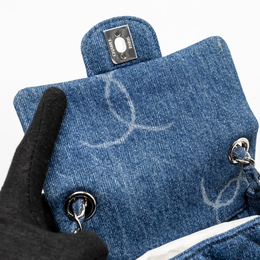 CHANEL MINI SQUARE FLAP BAG DENIM BLUE SHW