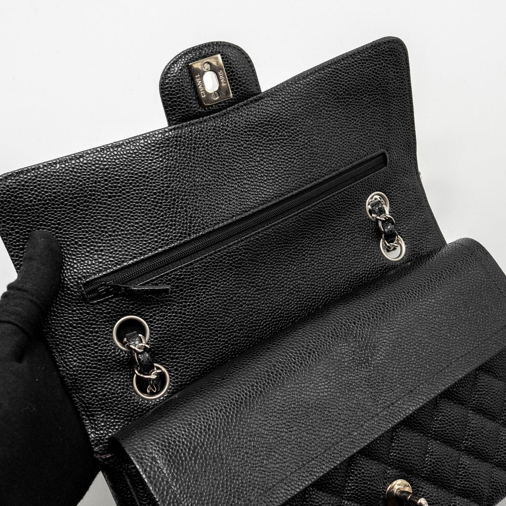 CHANEL MEDIUM CLASSIC DOUBLE FLAP BAG CAVIAR BLACK SHW